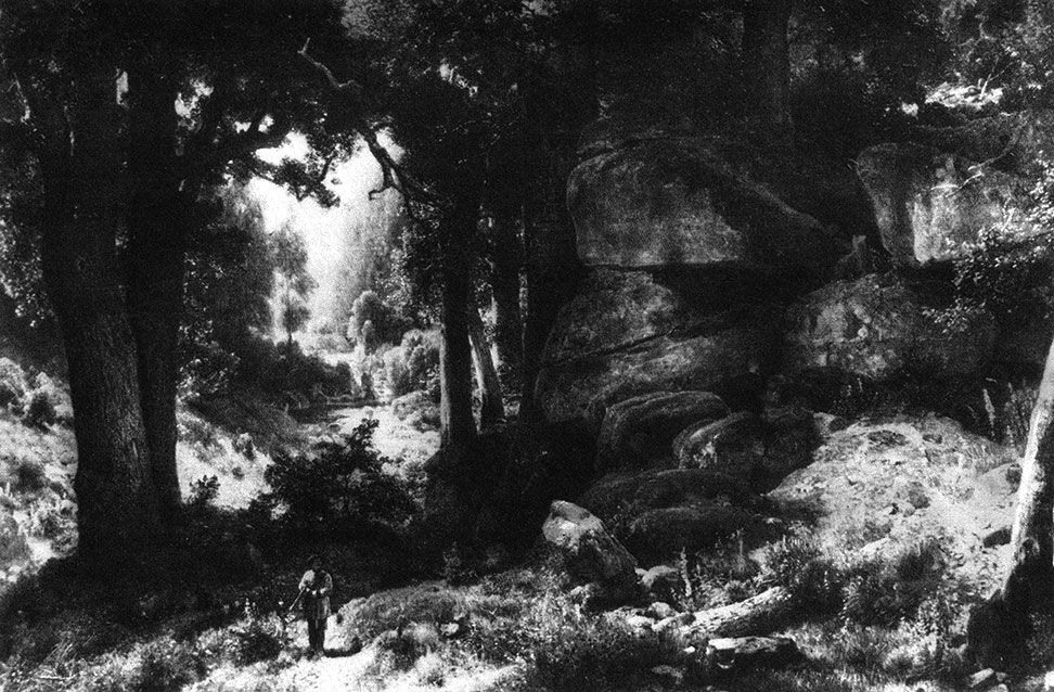 К. Ф. Лессинг. Лесной пейзаж. 1857. X., м. 63x94,5. Городской музей, Висбаден