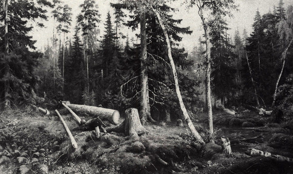 И. И. Шишкин. Рубка леса. 1867. X., м. 122x194. ГТГ
