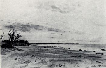 Берег моря. Мери-Хови. Уголь, мел. 1889. ГРМ