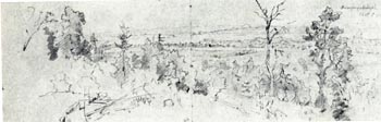 Окрестности Петрозаводска. Рисунок  из альбома. Карандаш. 1889.  ГРМ