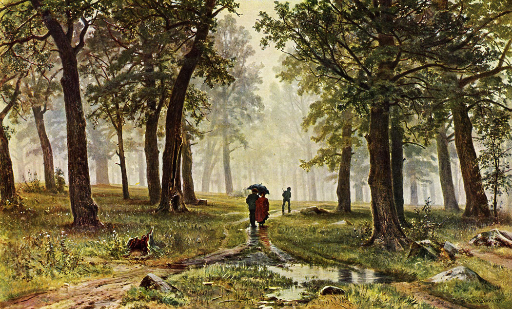 Рис. 34. Дождь в дубовом лесу. 1891. Государственная Третьяковская галерея. Москва