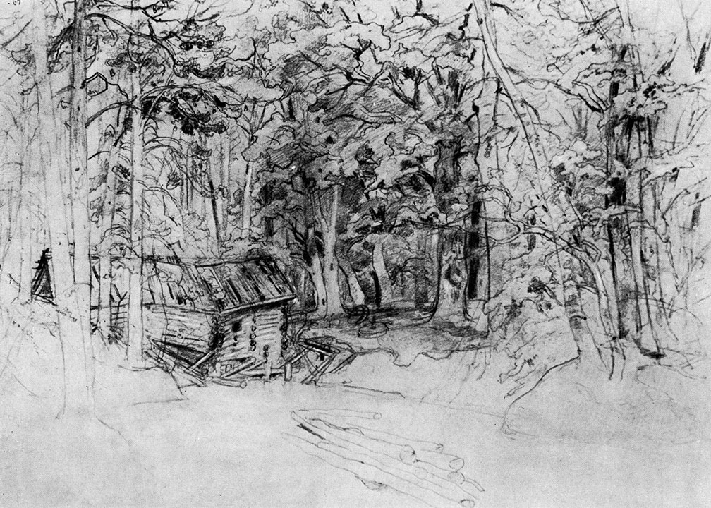 Abandoned windmill. Sketch for the similarly entitled picture (1898) Lead pencil on tinted paper. 39.6X51.7 cm. The Russian Museum, Leningrad