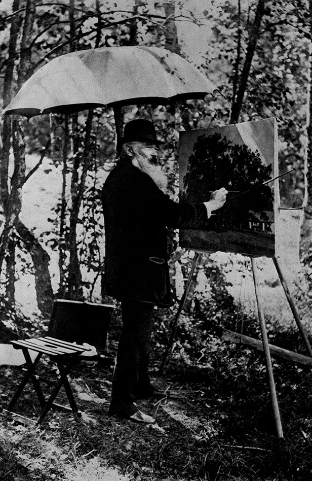 Shishkin working on the picture. The Mordvinovo Oaks. Photograph. 1891