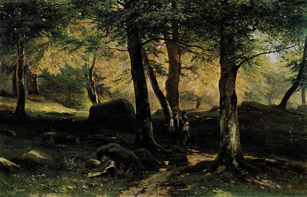 16. A grove. 1865. Oil on canvas. 38X62.5 cm. The Russian Museum, Leningrad