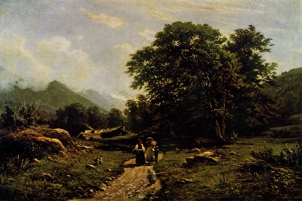 18. A view in Switzerland. 1866. Oil on canvas. 61X92 cm. Museum of Fine Arts of the Tatar ASSR, Kazan