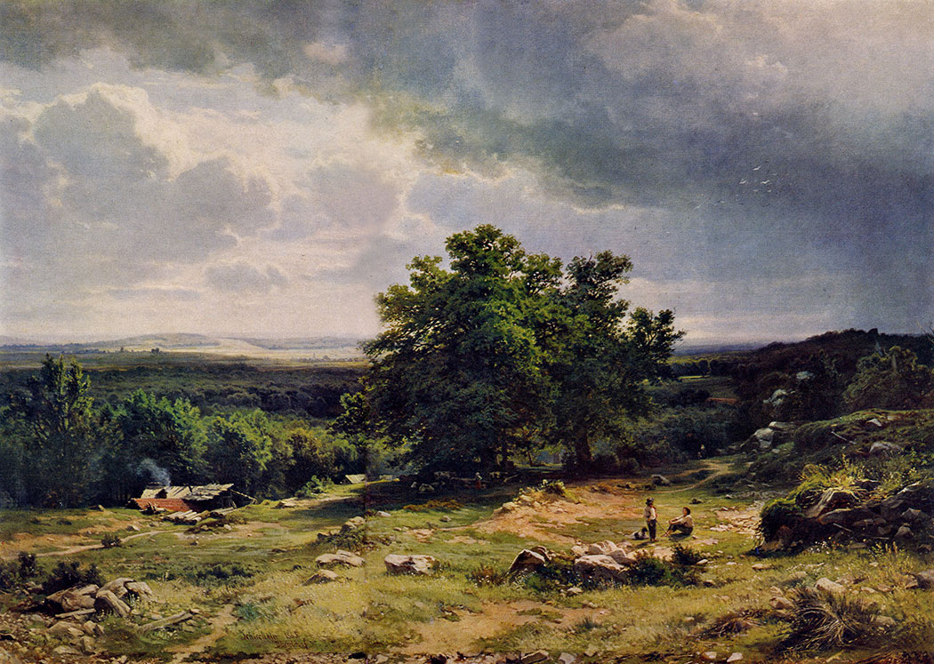 20. View in the vicinity of Dusseldorf. 1865. Oil on canvas. 106X151 cm. The Russian Museum, Leningrad