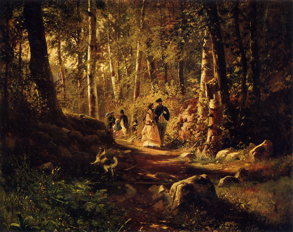36. Promenade in the forest. 1869. Oil on canvas. 34.3X43.3 cm. The Tretyakov Gallery, Moscow