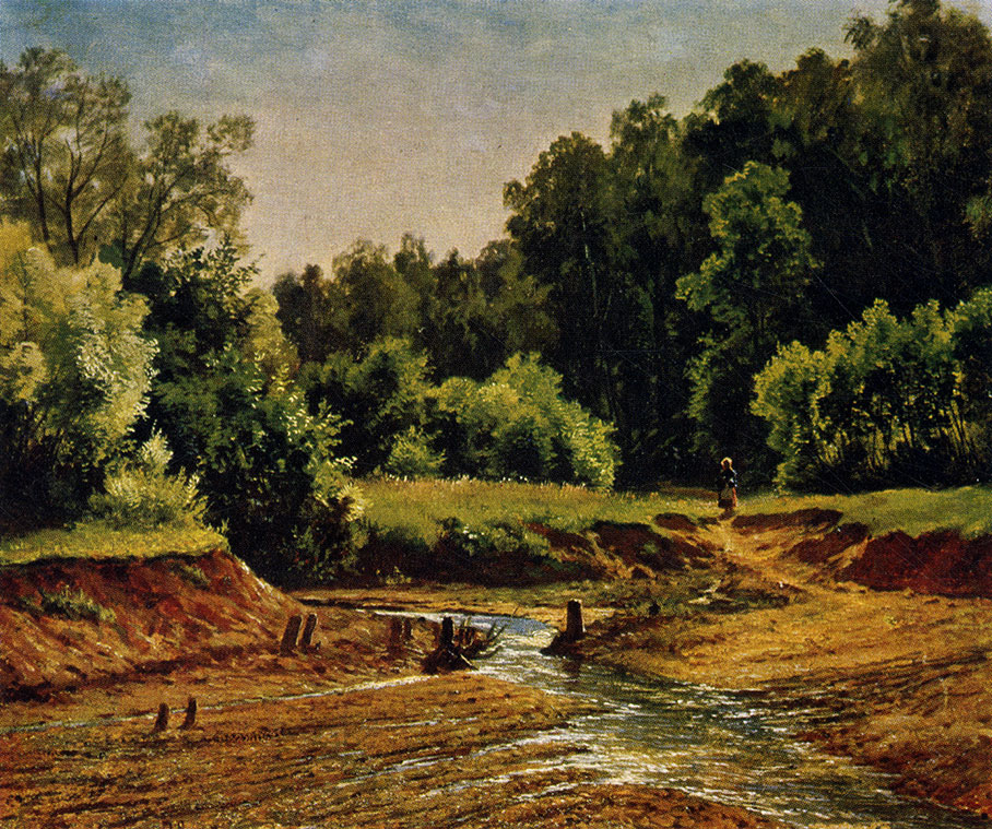 43. Forest landscape. 1872. Oil on cardboard. 30X40 cm. Art Museum of the Uzbek SSR, Tashkent