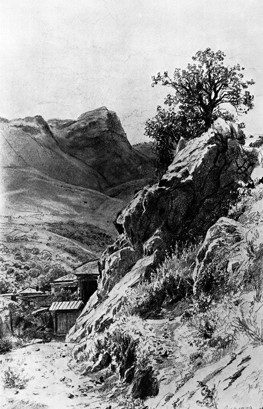 64. The mountains. Gurzuf. 1879. Lead pencil on paper. 45X30 cm. The Tretyakov Gallery, Moscow