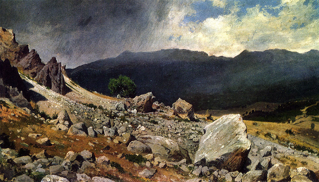 66. The vicinity of Gurzuf. Study. 1879. Oil on canvas, mounted on cardboard. 35X54 cm. The Russian Museum, Leningrad