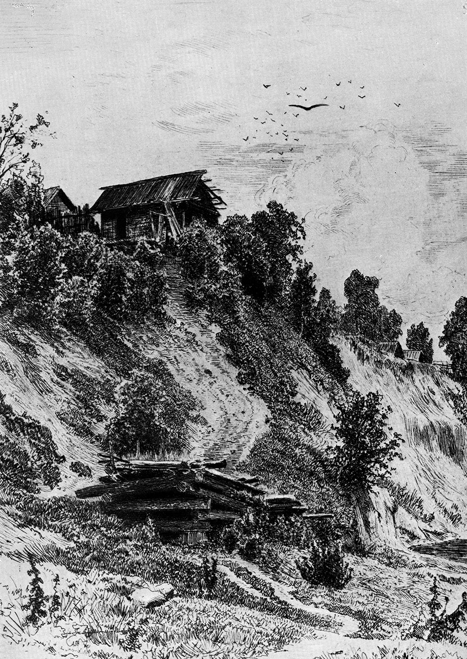 79. Steep river bank. 1878. Etching. 26X18.8 cm