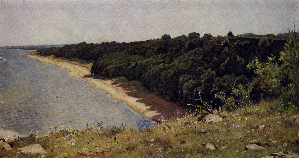 156. On the seashore. Study. 1889/90. Oil on paper, mounted on cardboard. 36.8X66 cm. The Tretyakov Gallery, Moscow
