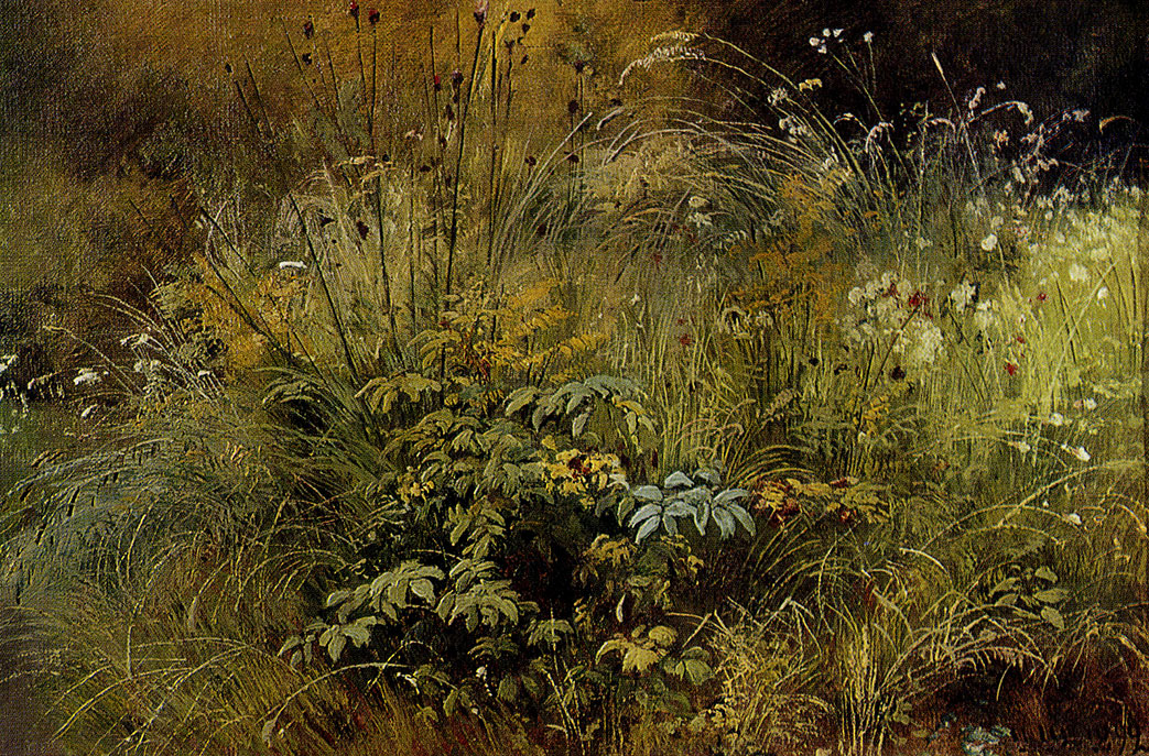182. Grasses. Study. 1892. Oil on canvas. 24.7X39.6 cm. The Russian Museum, Leningrad