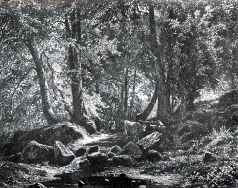 Рис. 5. Коровы в лесу. Офорт. 1873
