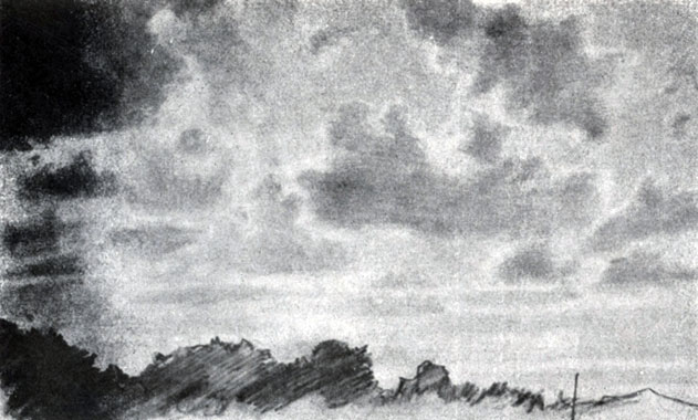 Рис. 20. Облака. Рисунок углем, мелом и растушкой. 1890-е годы. Гос. Третьяковская галлерея
